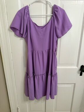 SHEIN Lavender Puff Sleeve Tiered Mini Dress